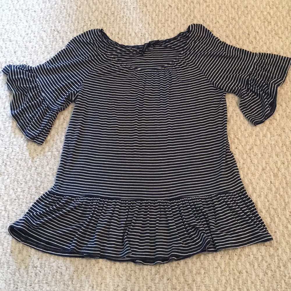 Navy & White Striped Top